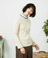 GJKDD35120 Jocomomola(ホコモモラ) Tierras de cuitivo メロウハイネックカットソー アイボリー