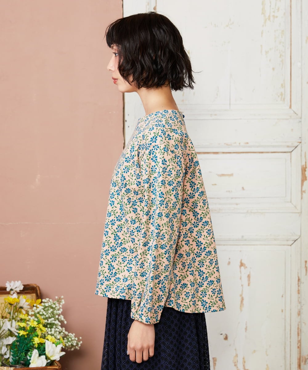 GJKDE36180 Jocomomola(ホコモモラ) Los molinos de vient フラワープリントカットソー ピンク