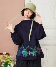 GJKDE38180 Jocomomola(ホコモモラ) Rebote シルケットフライスプリントカットソー ネイビー