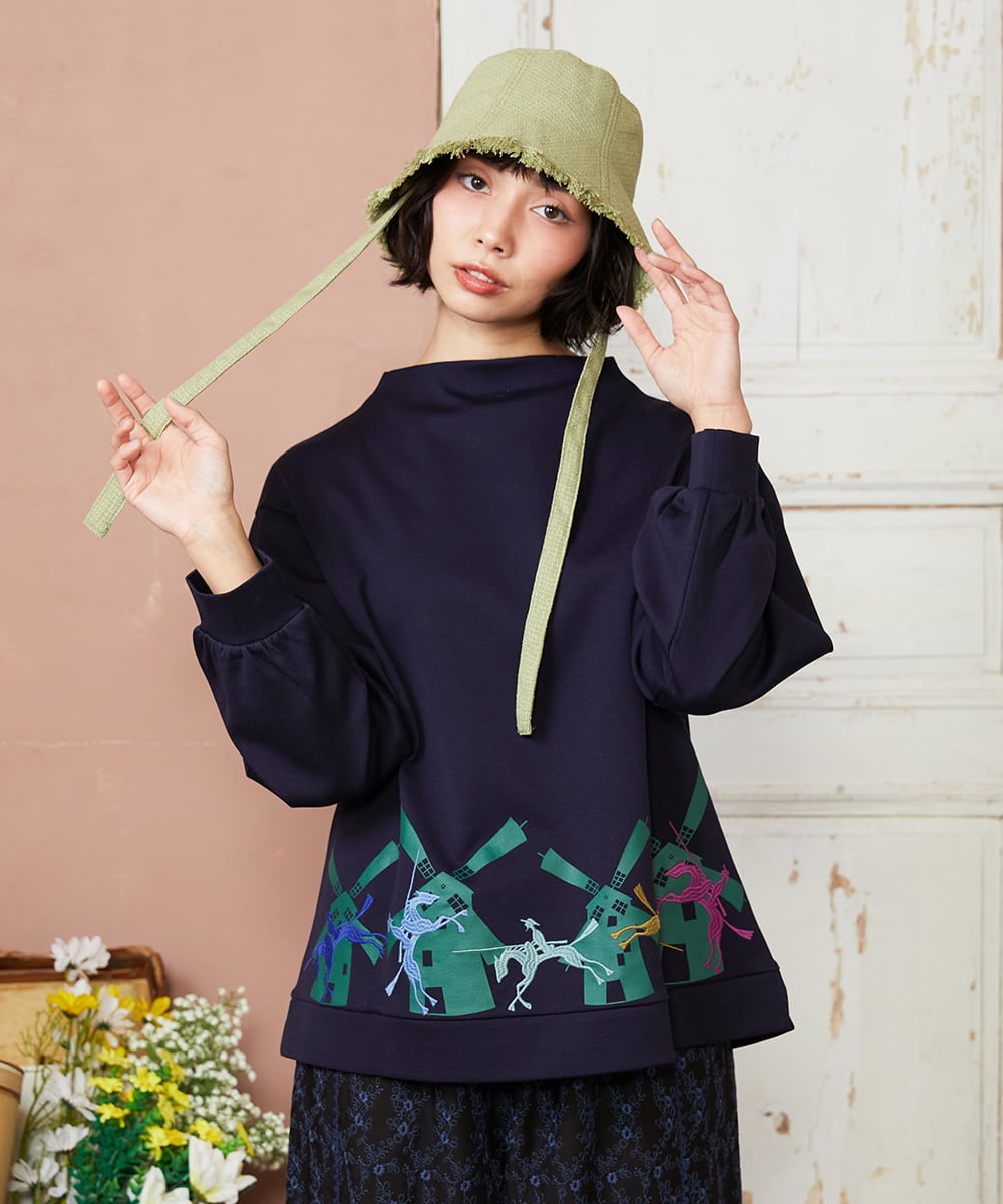 GJKDE38180 Jocomomola(ホコモモラ) Rebote シルケットフライスプリントカットソー ネイビー