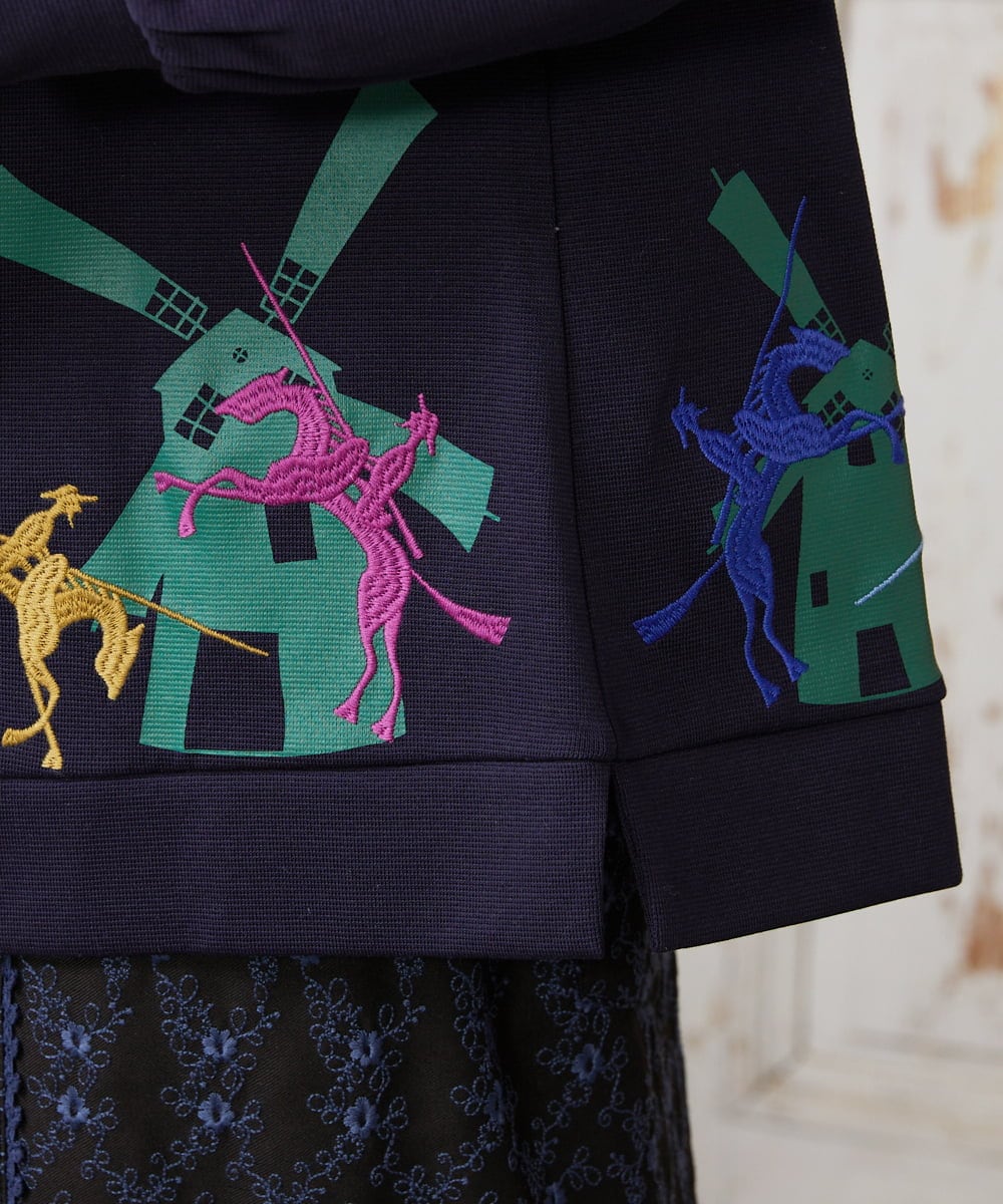 GJKDE38180 Jocomomola(ホコモモラ) Rebote シルケットフライスプリントカットソー ネイビー