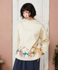 GJKDE38180 Jocomomola(ホコモモラ) Rebote シルケットフライスプリントカットソー アイボリー