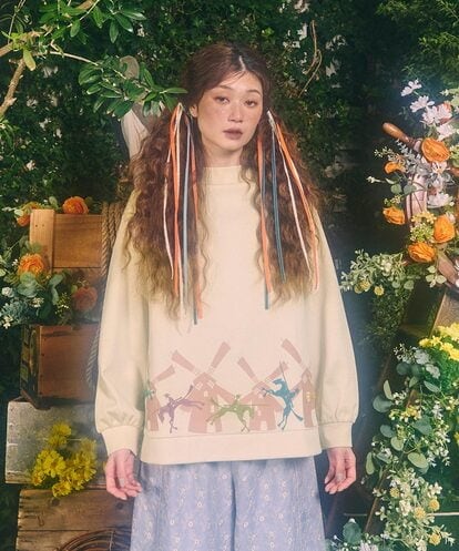 GJKDE38180 Jocomomola Rebote シルケットフライスプリントカットソー