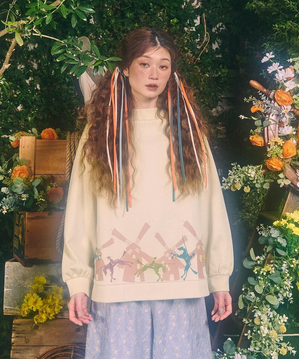 GJKDE38180 Jocomomola(ホコモモラ) Rebote シルケットフライスプリントカットソー アイボリー