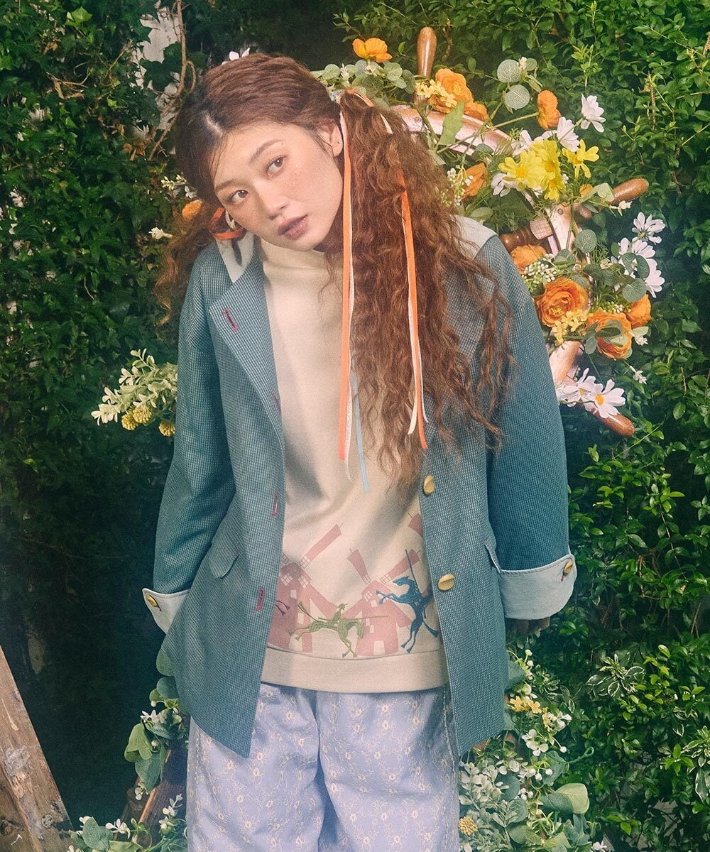 GJKDE38180 Jocomomola(ホコモモラ) Rebote シルケットフライスプリントカットソー アイボリー