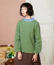 GJKDE39220 Jocomomola(ホコモモラ) 【2WAY】Encrucijada チェックジャカードカットソー グリーン