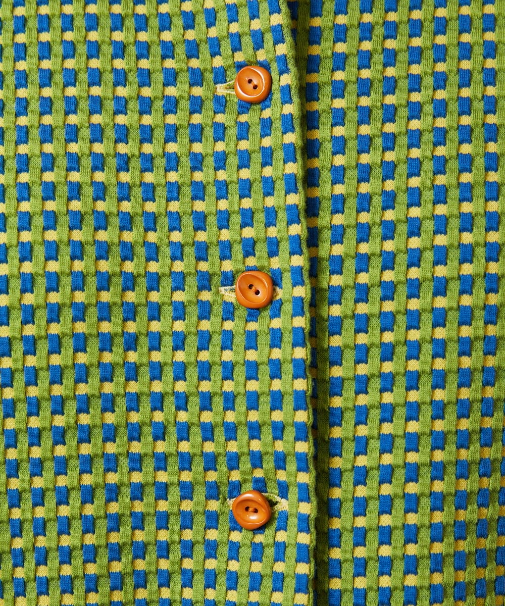 GJKDE39220 Jocomomola(ホコモモラ) 【2WAY】Encrucijada チェックジャカードカットソー グリーン