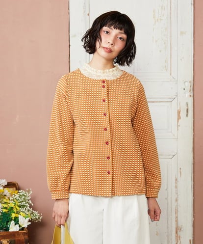 GJKDE39220 Jocomomola 【2WAY】Encrucijada チェックジャカードカットソー