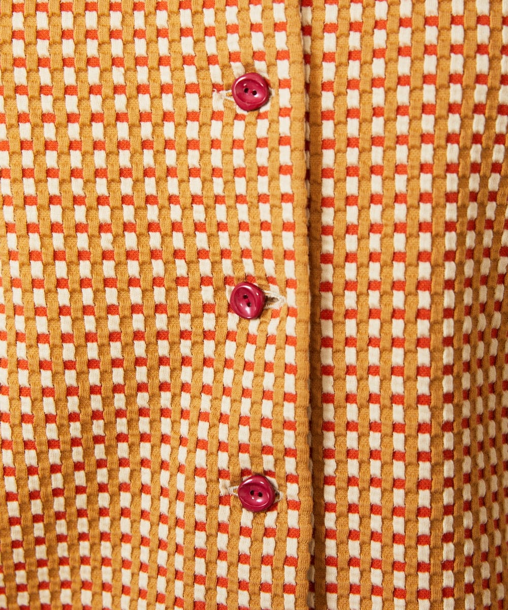 GJKDE39220 Jocomomola(ホコモモラ) 【2WAY】Encrucijada チェックジャカードカットソー オレンジ