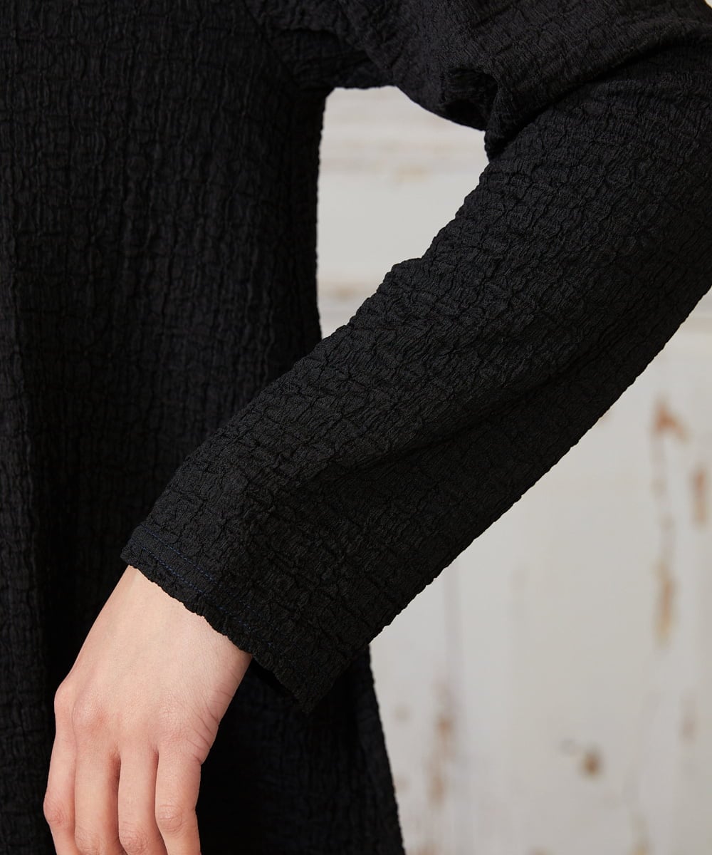 GJKDE40130 Jocomomola(ホコモモラ) Techos  シャーリングカットソー ブラック