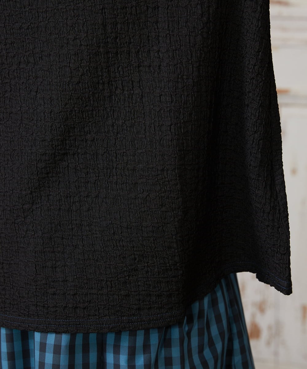 GJKDE40130 Jocomomola(ホコモモラ) Techos  シャーリングカットソー ブラック