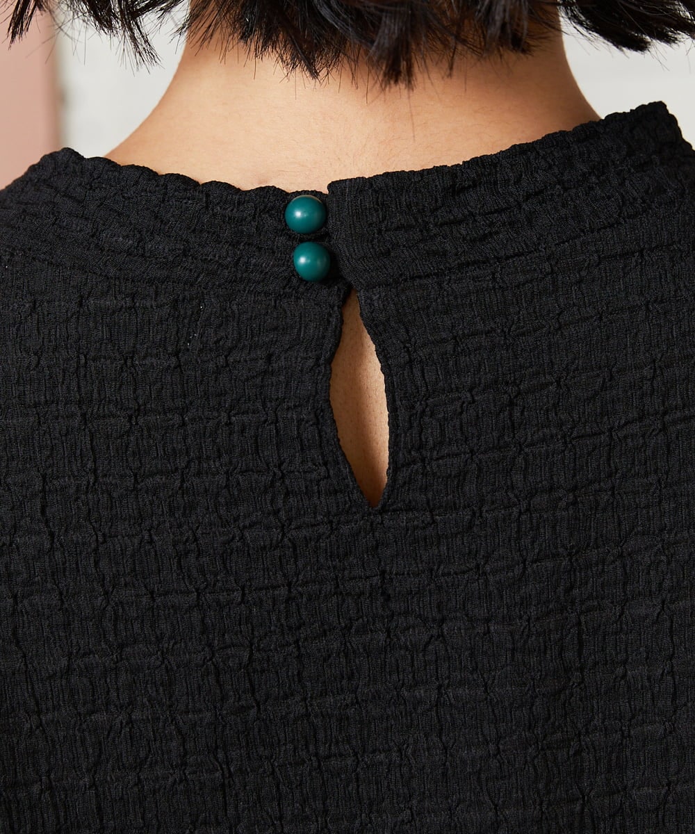 GJKDE40130 Jocomomola(ホコモモラ) Techos  シャーリングカットソー ブラック