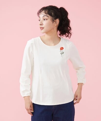 GJKDT03150  Flores 刺繍長袖Ｔシャツ