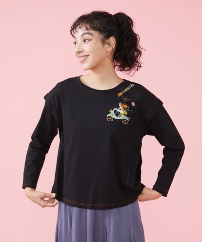 GJKDT38150  ワンポイント刺繍長袖Ｔシャツ