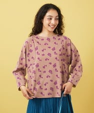 GJKFA35180 Jocomomola(ホコモモラ) Flor de baile フラワーチェックジャカードカットソー ピンク