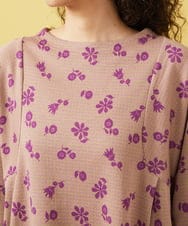 GJKFA35180 Jocomomola(ホコモモラ) Flor de baile フラワーチェックジャカードカットソー ピンク