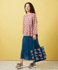 GJKFA35180 Jocomomola(ホコモモラ) Flor de baile フラワーチェックジャカードカットソー ピンク