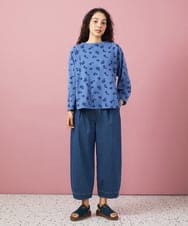 GJKFA35180 Jocomomola(ホコモモラ) Flor de baile フラワーチェックジャカードカットソー ピンク