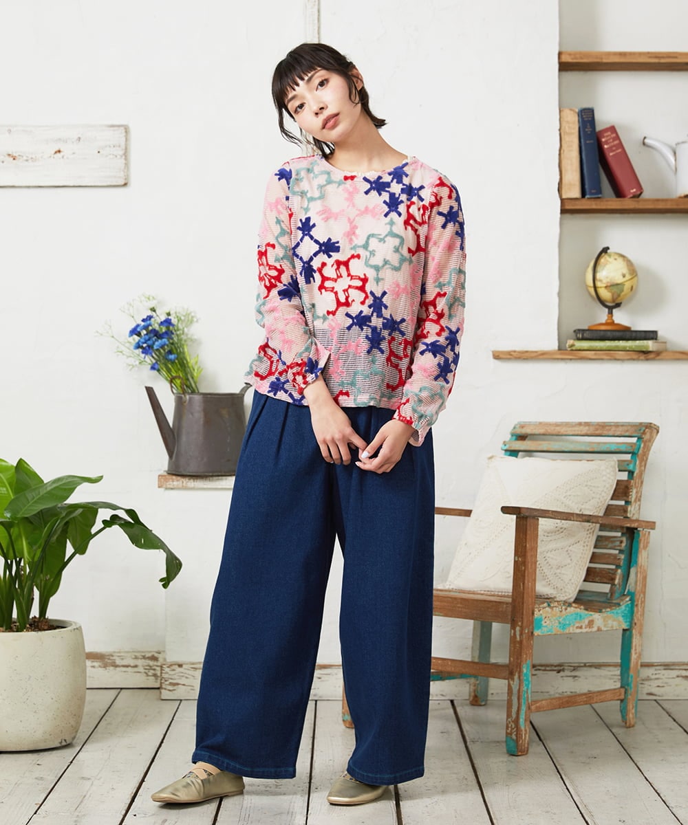 GJKFD01220 Jocomomola(ホコモモラ) Caballerias アニマルジャカードシアーカットソー ピンク