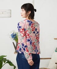 GJKFD01220 Jocomomola(ホコモモラ) Caballerias アニマルジャカードシアーカットソー ピンク