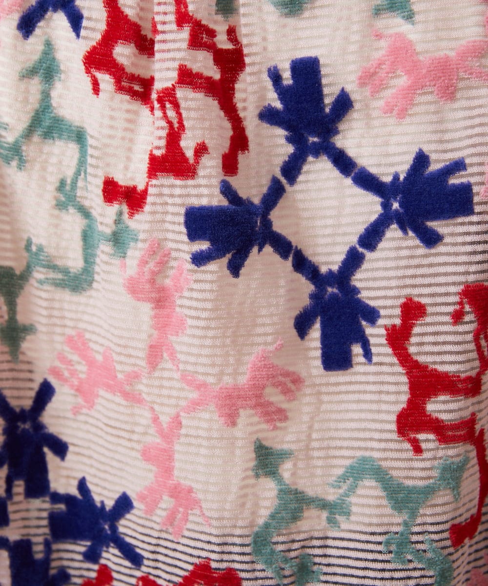 GJKFD01220 Jocomomola(ホコモモラ) Caballerias アニマルジャカードシアーカットソー ピンク