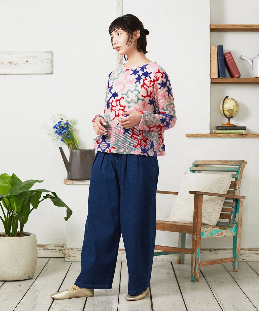 GJKFD01220 Jocomomola(ホコモモラ) Caballerias アニマルジャカードシアーカットソー ピンク