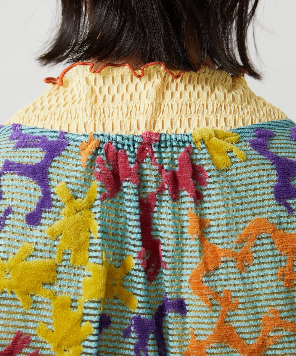 GJKFD01220 Jocomomola(ホコモモラ) Caballerias アニマルジャカードシアーカットソー ライトブルー