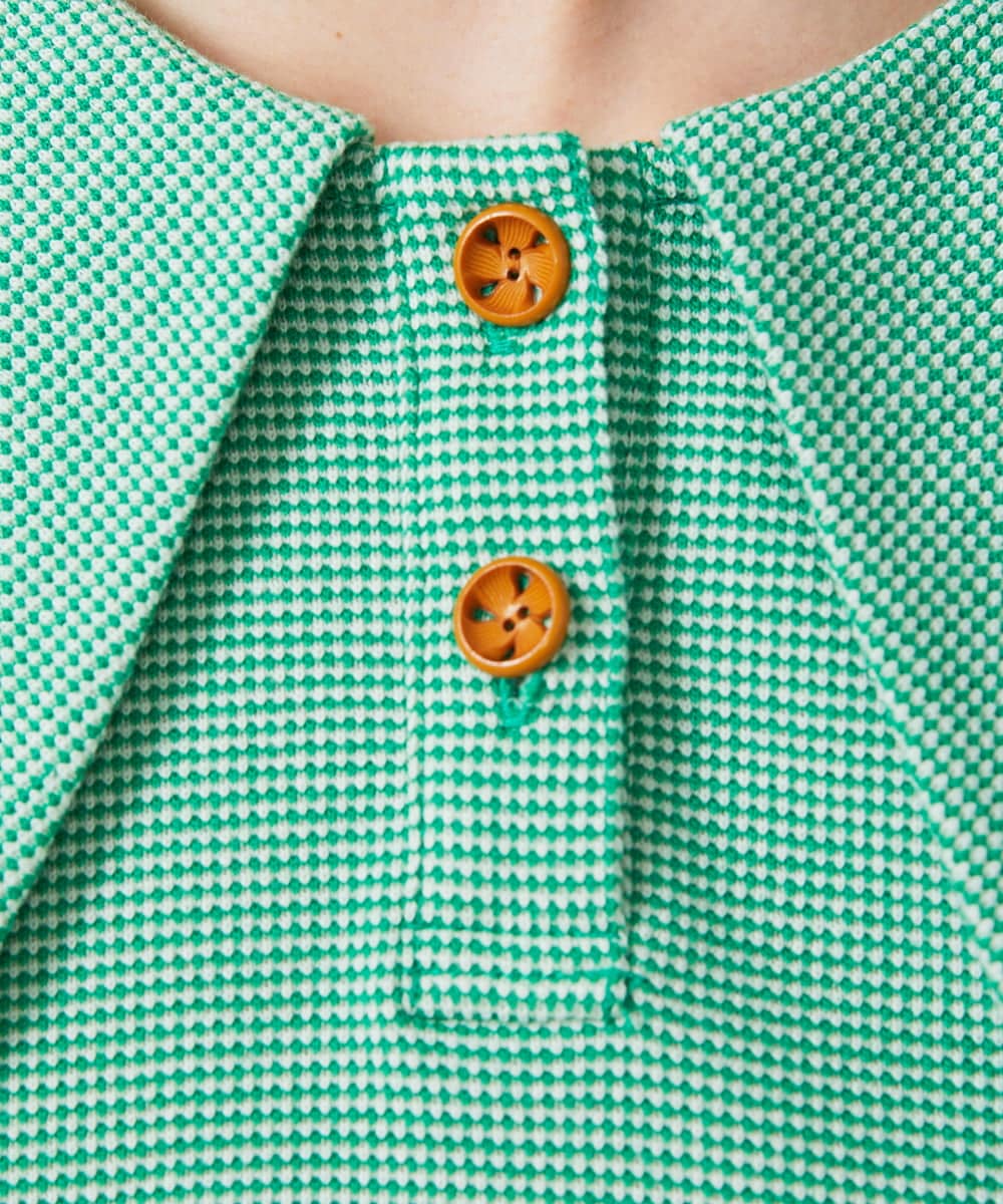 GJKFD02200 Jocomomola(ホコモモラ) Aventura セーラーカラーアニマル刺繍入りカットソー グリーン