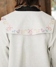 GJKFD02200 Jocomomola(ホコモモラ) Aventura セーラーカラーアニマル刺繍入りカットソー ライトグレー