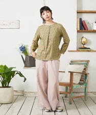 GJKFD30180 Jocomomola(ホコモモラ) En un sueno 幾何学プリントカットソー グリーン