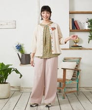 GJKFD30180 Jocomomola(ホコモモラ) En un sueno 幾何学プリントカットソー グリーン