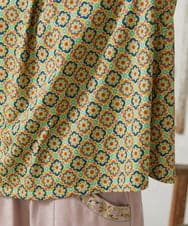 GJKFD30180 Jocomomola(ホコモモラ) En un sueno 幾何学プリントカットソー グリーン