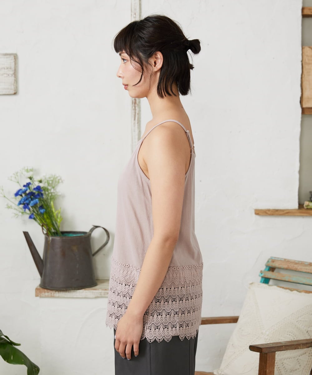 GJKFD31100 Jocomomola(ホコモモラ) 天竺レースキャミソール ピンク