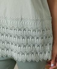 GJKFD31100 Jocomomola(ホコモモラ) 天竺レースキャミソール グリーン