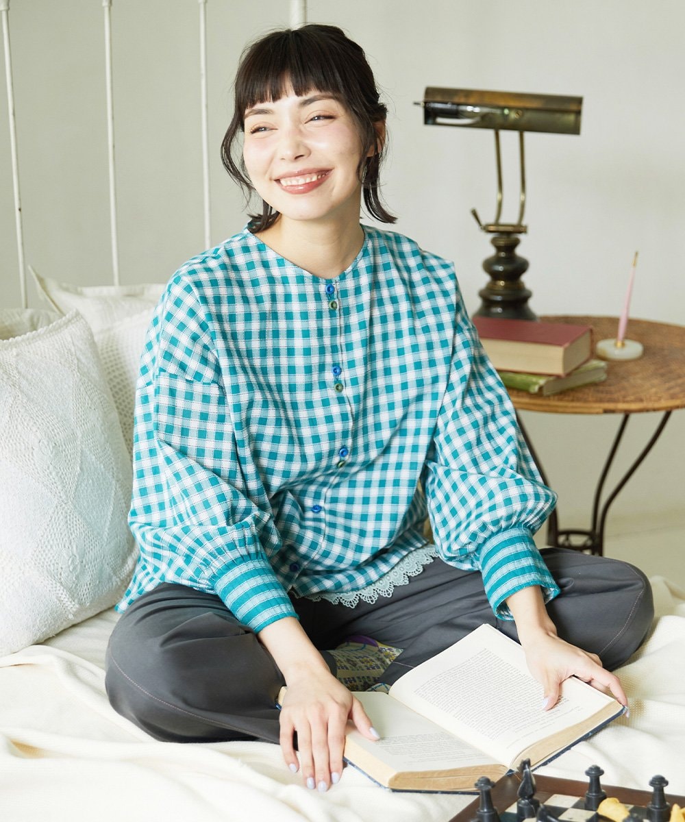 GJKFD31100 Jocomomola(ホコモモラ) 天竺レースキャミソール グリーン