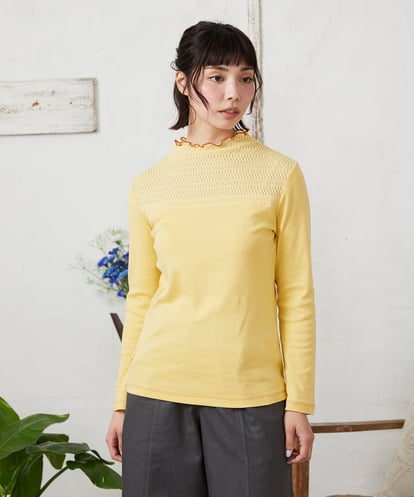 GJKFD33110 Jocomomola フライス幾何レースドッキングカットソー