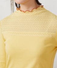 GJKFD33110 Jocomomola(ホコモモラ) フライス幾何レースドッキングカットソー イエロー