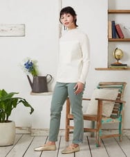 GJKFD33110 Jocomomola(ホコモモラ) フライス幾何レースドッキングカットソー アイボリー