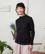 GJKFD33110 Jocomomola(ホコモモラ) フライス幾何レースドッキングカットソー ブラック