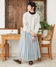 GJKFD33110 Jocomomola(ホコモモラ) フライス幾何レースドッキングカットソー ブラック