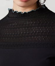 GJKFD33110 Jocomomola(ホコモモラ) フライス幾何レースドッキングカットソー ブラック