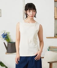 GJKFD34090 Jocomomola(ホコモモラ) 【2WAY】フライスレースタンクトップ アイボリー