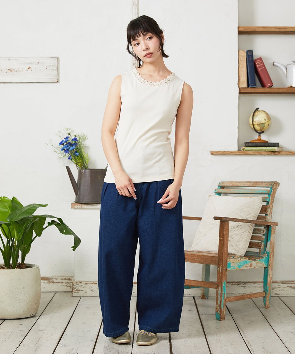 GJKFD34090 Jocomomola(ホコモモラ) 【2WAY】フライスレースタンクトップ アイボリー