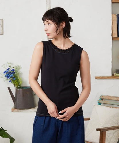 GJKFD34090 Jocomomola 【2WAY】フライスレースタンクトップ
