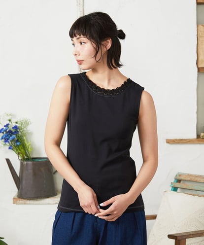 GJKFD34090 Jocomomola 【2WAY】フライスレースタンクトップ