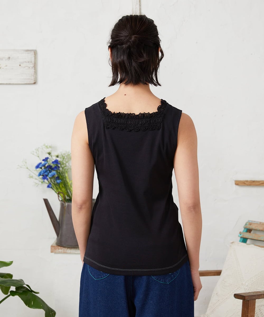 GJKFD34090 Jocomomola(ホコモモラ) 【2WAY】フライスレースタンクトップ ブラック
