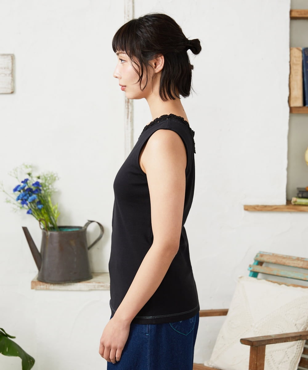 GJKFD34090 Jocomomola(ホコモモラ) 【2WAY】フライスレースタンクトップ ブラック
