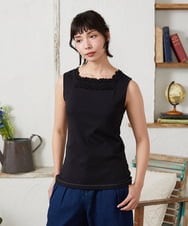 GJKFD34090 Jocomomola(ホコモモラ) 【2WAY】フライスレースタンクトップ ブラック