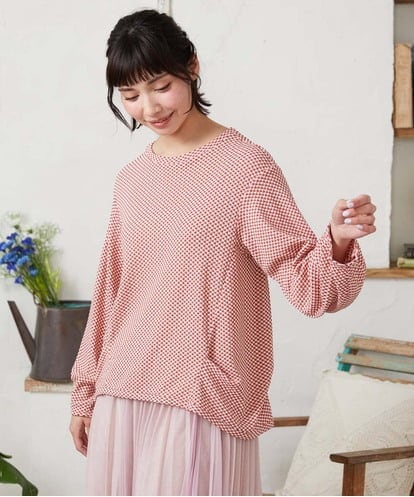 GJKFD35130 Jocomomola ギンガムチェックカットソープルオーバー