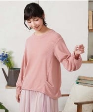 GJKFD35130 Jocomomola(ホコモモラ) ギンガムチェックカットソープルオーバー レッド